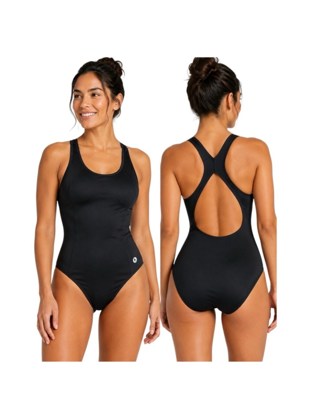 Baleaf One Piece Swimsuit Black UPF 50+ Racerback Open Back Size Small NWT